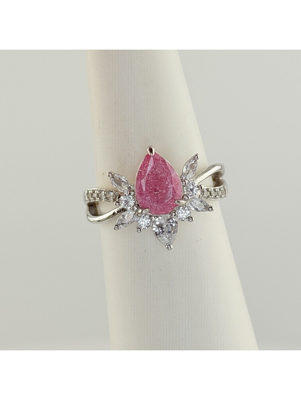 Bomb Party Sz 9 RBP2467 "Spider Ring Unicorn" Pink Ice Crystal on Rhodium RETRO